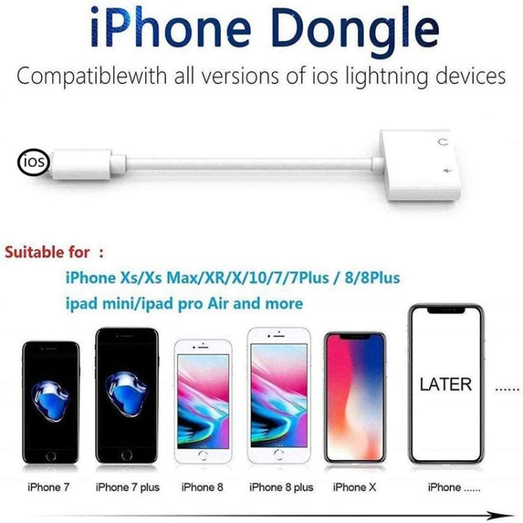 ZS-KL21804 2 in 1 8 Pin to 3.5mm Audio + 8 Pin Charging Interface, Earphone Adapter, Suitable for All IOS Systems - Earphone Adapter by PMC TechLife | Online Shopping South Africa | PMC TechLife