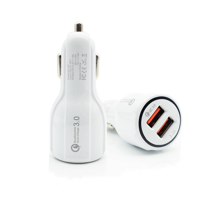 Qc3.0 Dual USB 6A Vehicle Fast Charger / Mobile Phone Tablet Fast Charging(White) - Car Charger by PMC TechLife | Online Shopping South Africa | PMC TechLife