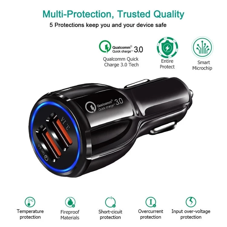 Qc3.0 Dual USB 6A Vehicle Fast Charger / Mobile Phone Tablet Fast Charging(White) - Car Charger by PMC TechLife | Online Shopping South Africa | PMC TechLife