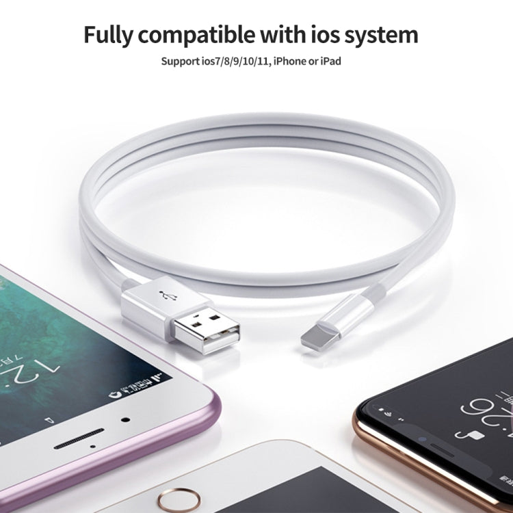 Qc3.0 Dual USB Car Charger + 8 Pin Fast Charging Line Car Charging Kit(White) - Car Charger by PMC TechLife | Online Shopping South Africa | PMC TechLife