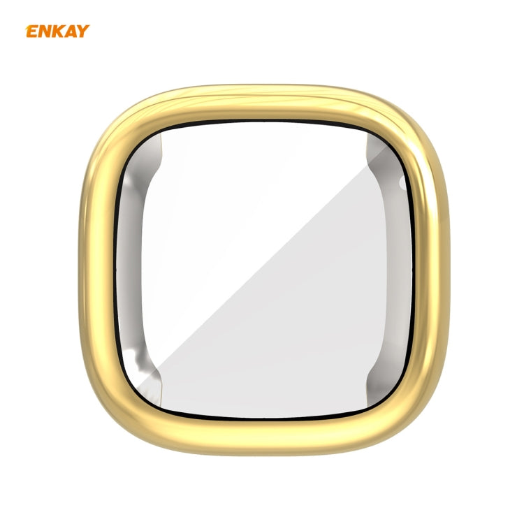 For Fitbit Versa 3 / Fitbit Sense ENKAY Hat-Prince ENK-AC8208 Full Coverage Electroplate TPU Soft Case(Gold) - free shipping - PMC TechLife - Order now!