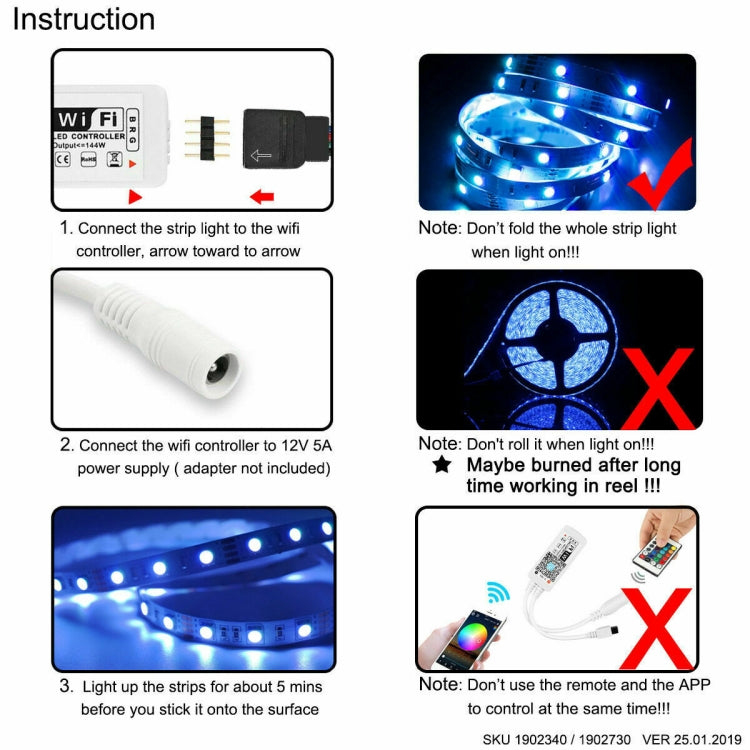 5M 5050 RGB LED Strip Light WIFI Smart Home Power Kit Set (Not waterproof) - Bare Board Light by PMC TechLife | Online Shopping South Africa | PMC TechLife