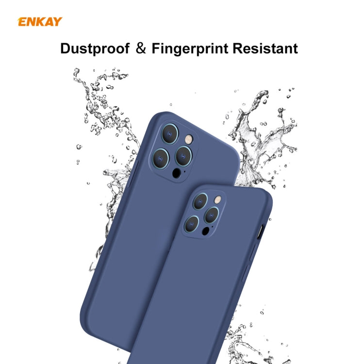For iPhone 12 Pro Hat-Prince ENKAY ENK-PC069 Liquid Silicone Straight Edge Shockproof Protective Case(Navy Blue) - iPhone 12 / 12 Pro Cases by ENKAY | Online Shopping South Africa | PMC TechLife | Buy Now Pay Later Mobicred
