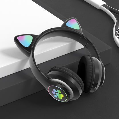 T&G TN-28 3.5mm Bluetooth 5.0 Dual Connection RGB Cat Ear Bass Stereo Noise-cancelling Headphones Support TF Card With Mic(Black) - Headset & Headphone by T&G | Online Shopping South Africa | PMC Jewellery