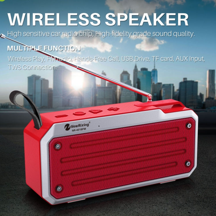 NewRixing NR4018FM TWS Portable Stereo Bluetooth Speaker, Support TF Card / FM / 3.5mm AUX / U Disk / Hands-free Call(Blue) - Mini Speaker by New Rixing | Online Shopping South Africa | PMC Jewellery