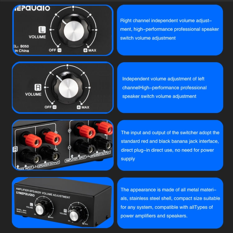 B050  Passive Speaker Volume Adjustment Controller,  Left And Right Channel Independent Volume Adjustment, 150W Per Channel -  by PMC TechLife | Online Shopping South Africa | PMC TechLife