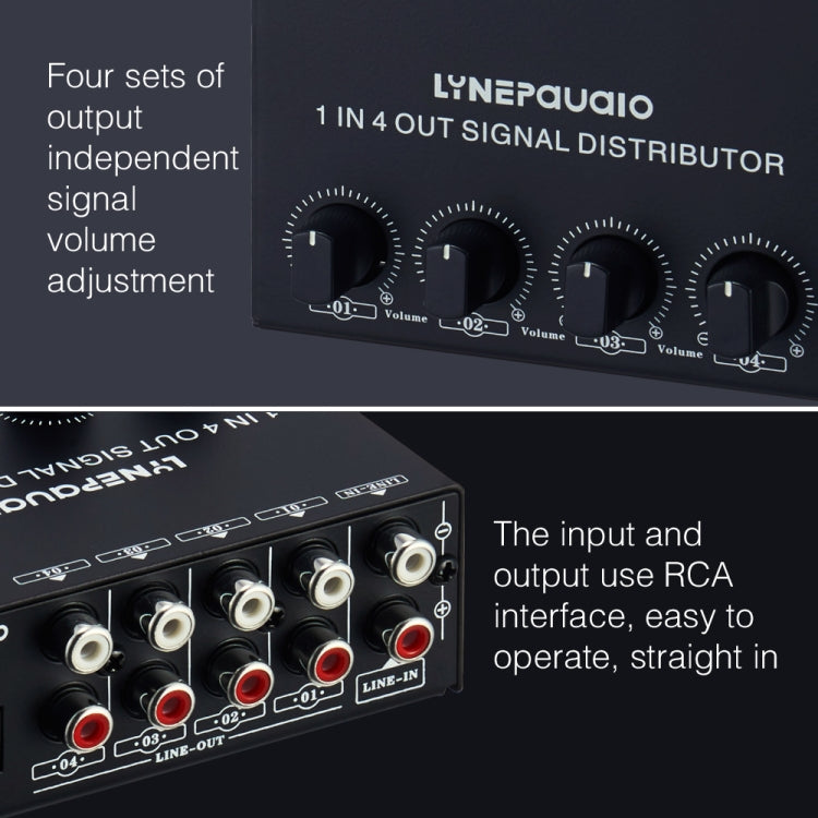 1-In 4-Out Front Stereo Signal Amplifier, Independent Output Volume Adjustment RCA Interface No Loss  Allocator, US Plug -  by PMC Jewellery | Online Shopping South Africa | PMC Jewellery