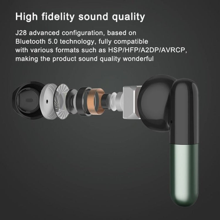 J28 TWS Wireless Bluetooth Earphones LED Digital Display HIFI Music Sport Earphone(Black) - TWS Earphone by PMC TechLife | Online Shopping South Africa | PMC TechLife