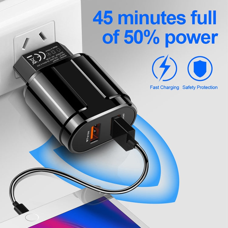 Dual USB Portable Travel Charger + 1 Meter USB to Micro USB Data Cable, EU Plug(Black) - free shipping - PMC TechLife - Order now!