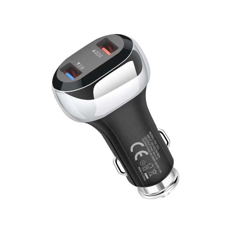 YSY-312 18W Portable QC3.0 Dual USB Mobile Phones and Tablet PCs Universal Car Charger(Black) - Car Charger by PMC Jewellery | Online Shopping South Africa | PMC Jewellery