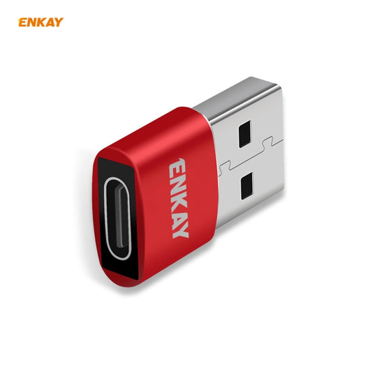 ENKAY ENK-AT105 USB Male to USB-C / Type-C Female Aluminium Alloy Adapter Converter, Support Quick Charging & Data Transmission(Red) - Type-C Adapter by ENKAY | Online Shopping South Africa | PMC Jewellery | Buy Now Pay Later Mobicred