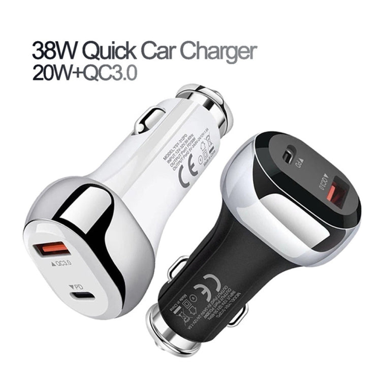 YSY-312PD PD 20W USB-C / Type-C + QC3.0 18W USB Interface 38W High-power Car Charger(Black) - Car Charger by PMC TechLife | Online Shopping South Africa | PMC TechLife