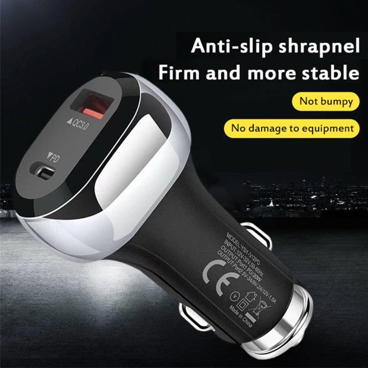 YSY-312PD PD 20W USB-C / Type-C + QC3.0 18W USB Interface 38W High-power Car Charger(Black) - Car Charger by PMC TechLife | Online Shopping South Africa | PMC TechLife