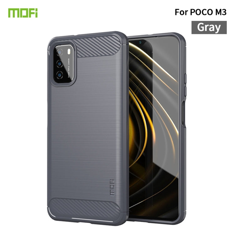 For Xiaomi Poco M3 / Redmi 9T MOFI Gentleness Series Brushed Texture Carbon Fiber Soft TPU Case(Grey) - Xiaomi Cases by MOFI | Online Shopping South Africa | PMC TechLife | Buy Now Pay Later Mobicred