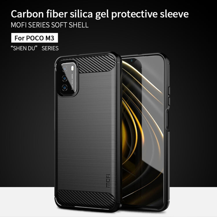 For Xiaomi Poco M3 / Redmi 9T MOFI Gentleness Series Brushed Texture Carbon Fiber Soft TPU Case(Grey) - Xiaomi Cases by MOFI | Online Shopping South Africa | PMC TechLife | Buy Now Pay Later Mobicred