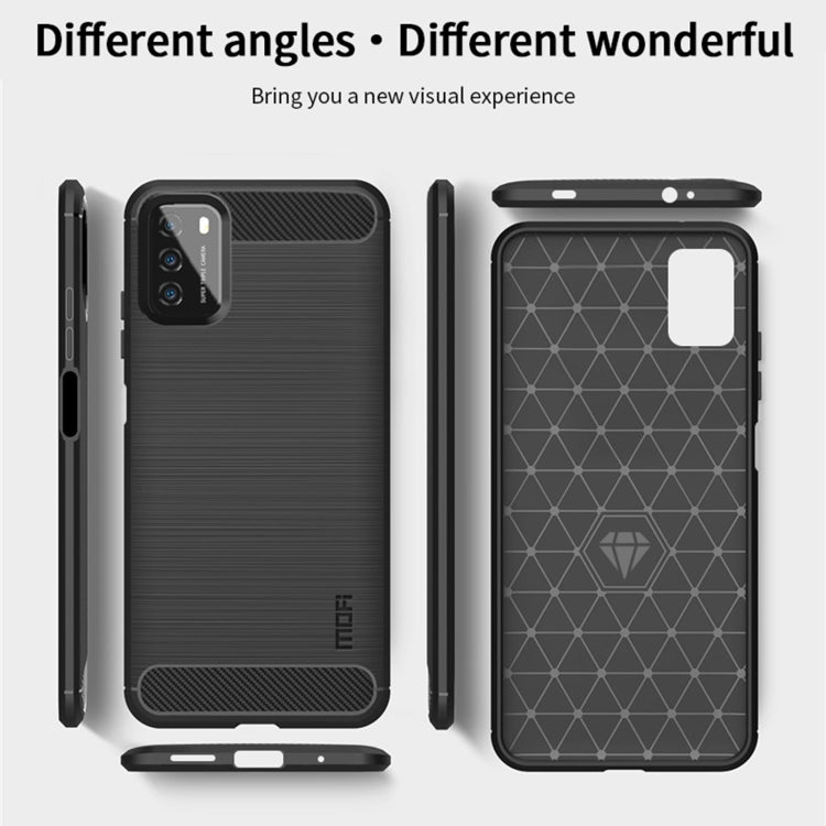 For Xiaomi Poco M3 / Redmi 9T MOFI Gentleness Series Brushed Texture Carbon Fiber Soft TPU Case(Grey) - Xiaomi Cases by MOFI | Online Shopping South Africa | PMC TechLife | Buy Now Pay Later Mobicred