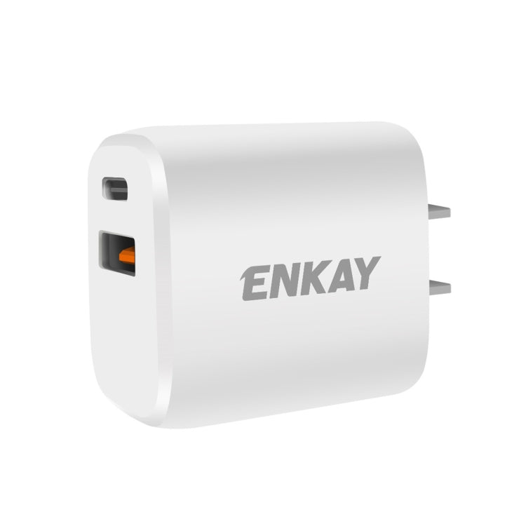 ENKAY Hat-Prince 20W PD Type-C + QC 3.0 USB Fast Charging Travel Charger Power Adapter with Fast Charge Data Cable, US Plug(With Type-C Cable) - free shipping - PMC TechLife - Order now!