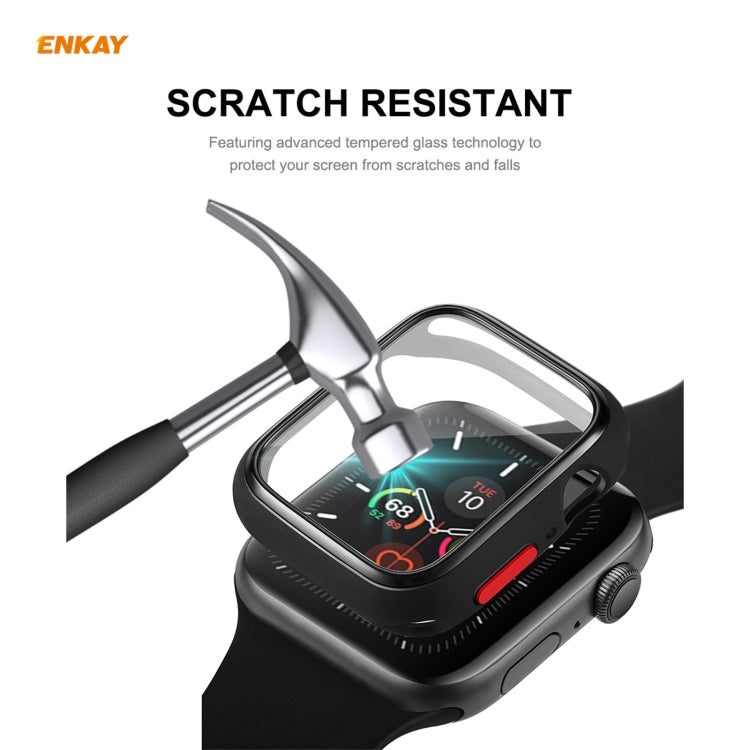 ENKAY Hat-prince Full Coverage TPU Case + Tempered Glass Protector for Apple Watch Series 6 / 5 / 4 / SE 44mm(Black) - Watch Cases by ENKAY | Online Shopping South Africa | PMC TechLife | Buy Now Pay Later Mobicred