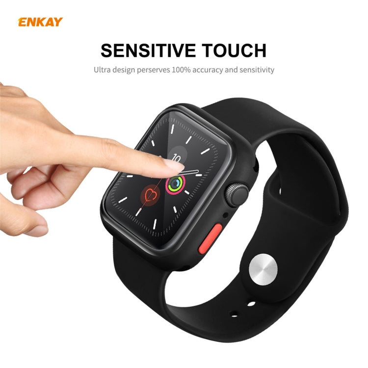 ENKAY Hat-prince Full Coverage TPU Case + Tempered Glass Protector for Apple Watch Series 6 / 5 / 4 / SE 40mm(Black) - Watch Cases by ENKAY | Online Shopping South Africa | PMC TechLife | Buy Now Pay Later Mobicred