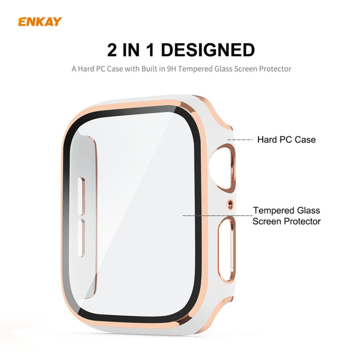 ENKAY Hat-Prince Full Coverage Electroplated PC Case + Tempered Glass Protector for Apple Watch Series 6 / 5 / 4 / SE 40mm(Black+Silver) - Watch Cases by ENKAY | Online Shopping South Africa | PMC TechLife | Buy Now Pay Later Mobicred
