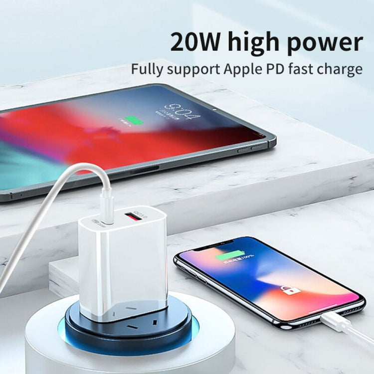 TCS-20WACA 20W PD Type-C + QC 3.0 USB Interface Fast Charging Travel Charger with USB-C / Type-C to 8 Pin Fast Charge Data Cable AU Plug - USB Charger by PMC TechLife | Online Shopping South Africa | PMC TechLife | Buy Now Pay Later Mobicred