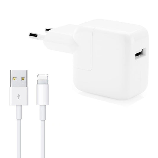 12W USB Charger + USB to 8 Pin Data Cable for iPad / iPhone / iPod Series, EU Plug - USB Charger by PMC Jewellery | Online Shopping South Africa | PMC Jewellery | Buy Now Pay Later Mobicred