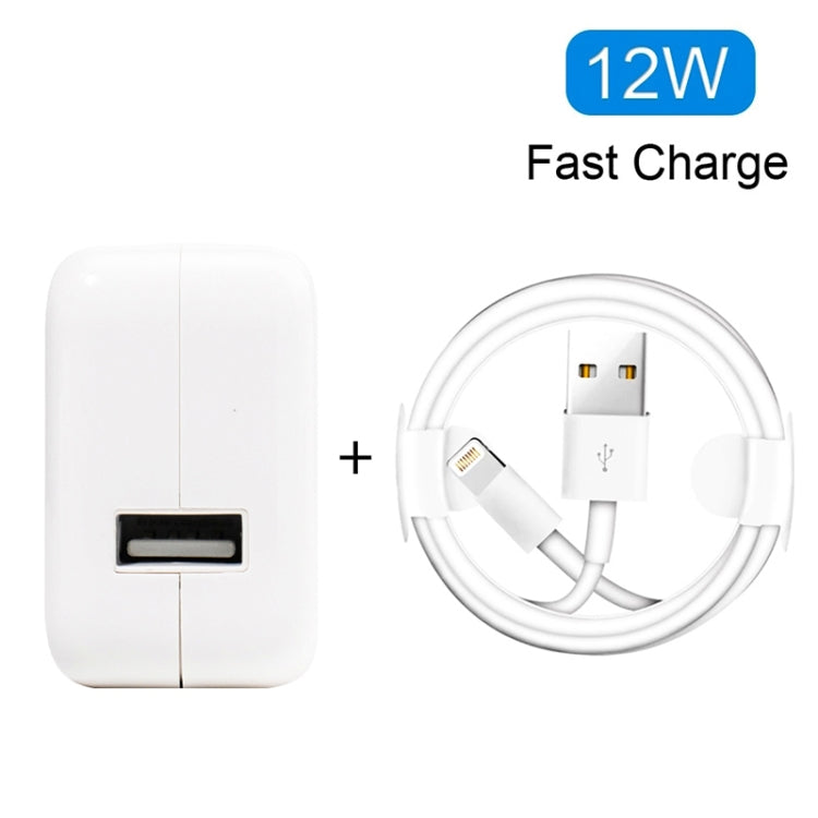 12W USB Charger + USB to 8 Pin Data Cable for iPad / iPhone / iPod Series, EU Plug - USB Charger by PMC TechLife | Online Shopping South Africa | PMC TechLife | Buy Now Pay Later Mobicred