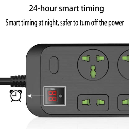 T17 3000W High-power 24-hour Smart Timing Socket QC3.0 USB Fast Charging Power Strip Socket , Cable Length: 2m, UK Plug(Black) - USB Receptacles by PMC Jewellery | Online Shopping South Africa | PMC Jewellery