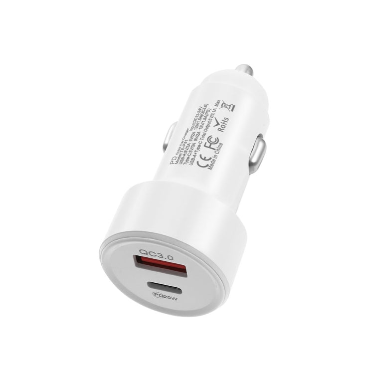 TE-P31 PD 20W USB-C / Type-C + QC3.0 18W USB Fast Car Charger(White) - Car Charger by PMC TechLife | Online Shopping South Africa | PMC TechLife