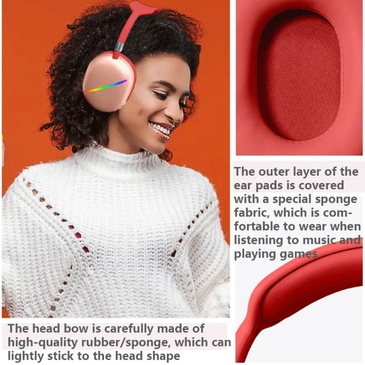 AKZ MAX10 Head-mounted RGB Wireless Bluetooth Music Headset With Microphone, Supports TF Card(Red) - Headset & Headphone by PMC TechLife | Online Shopping South Africa | PMC TechLife