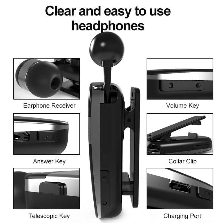 K53 Stereo Wireless Bluetooth Headset Calls Remind Vibration Wear-Clip Driver Auriculares Earphone For Phone(White) - Bluetooth Earphone by PMC TechLife | Online Shopping South Africa | PMC TechLife