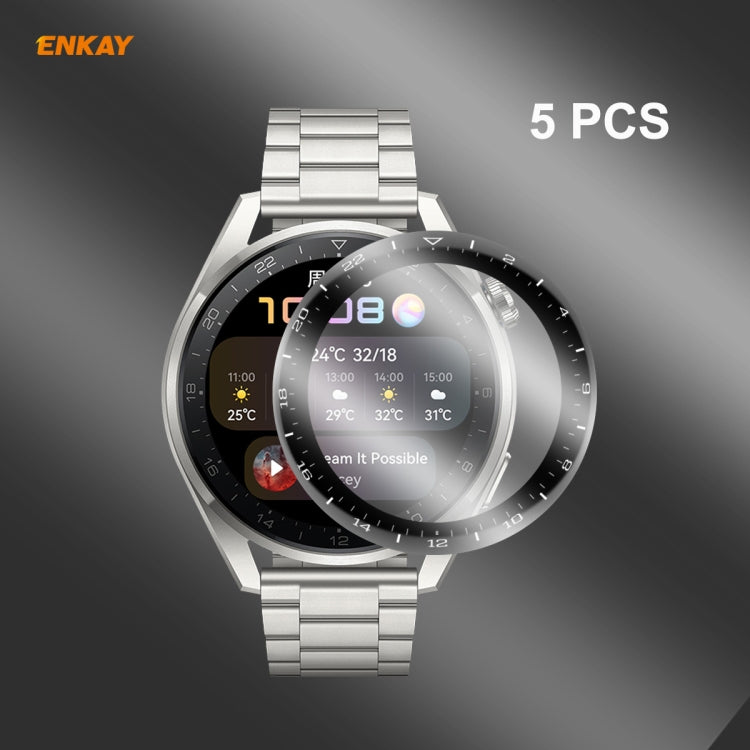 5 PCS For Huawei WATCH 3 Pro 48mm ENKAY Hat-Prince 3D Full Coverage Soft PC Edge + PMMA HD Screen Protector Film - Screen Protector by ENKAY | Online Shopping South Africa | PMC TechLife | Buy Now Pay Later Mobicred