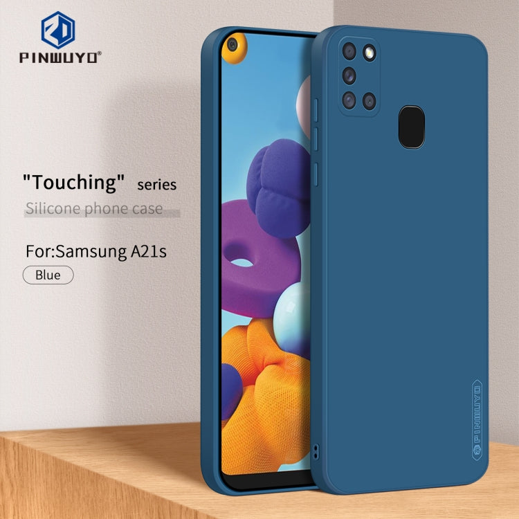 For Samsung Galaxy A21s PINWUYO Touching Series Liquid Silicone TPU Shockproof Case(Blue) - free shipping - PMC TechLife - Order now!