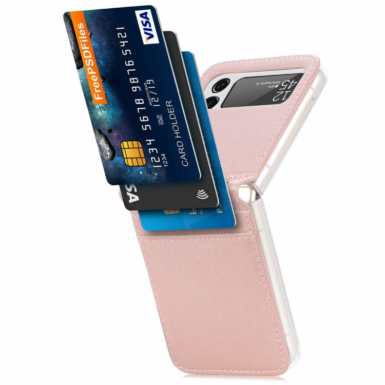 For Samsung Galaxy Z Flip3 5G Litchi Pattern Folding Leather Shockproof Card All-inclusive Case(Pink) - Galaxy Phone Cases by PMC TechLife | Online Shopping South Africa | PMC TechLife
