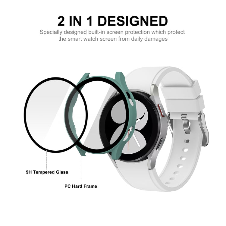 ENKAY Hat-Prince Full Coverage PC Frame + Tempered Glass Protector Composite Case for Samsung Galaxy Watch4 40mm(Green) - Watch Cases by ENKAY | Online Shopping South Africa | PMC TechLife | Buy Now Pay Later Mobicred