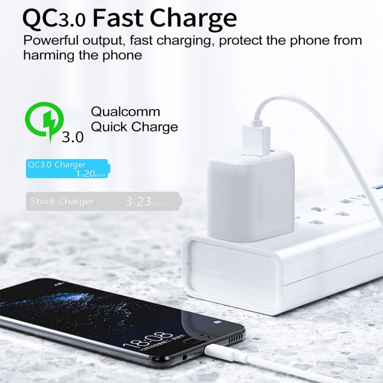 CS-20W Mini Portable PD3.0 + QC3.0 Dual Ports Fast Charger with 3A USB to 8 Pin Data Cable(EU Plug) - USB Charger by PMC TechLife | Online Shopping South Africa | PMC TechLife | Buy Now Pay Later Mobicred