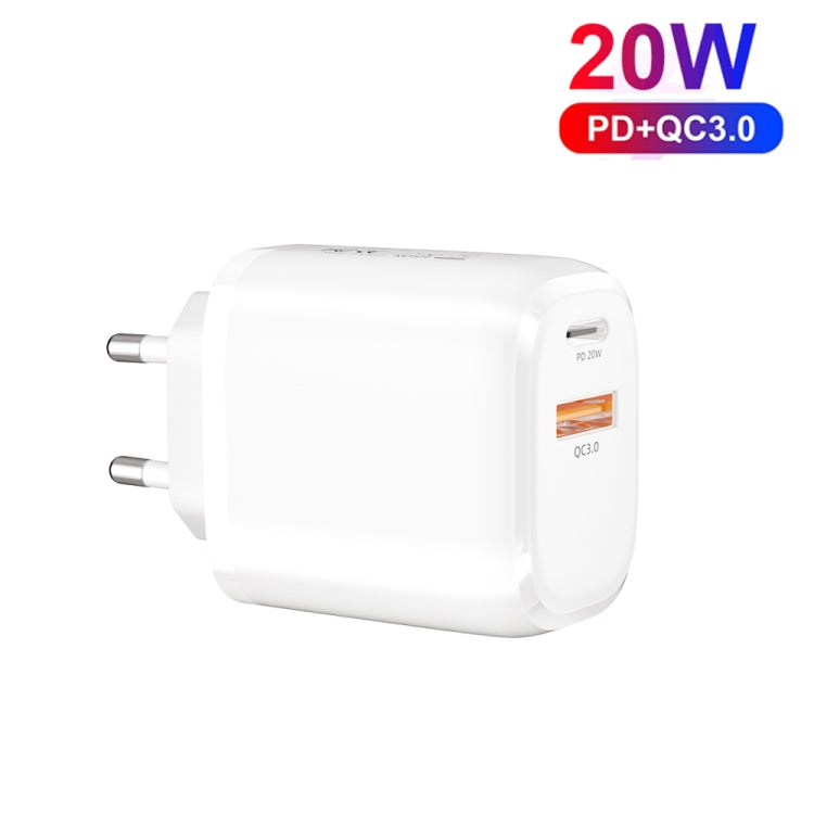 CS-20W Mini Portable PD3.0 + QC3.0 Dual Ports Fast Charger with 3A Type-C to 8 Pin Data Cable(EU Plug) - free shipping - PMC TechLife - Order now!