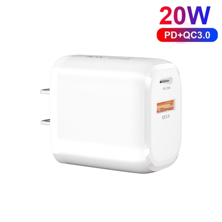 CS-20W Mini Portable PD3.0 + QC3.0 Dual Ports Fast Charger with 3A Type-C to 8 Pin Data Cable(US Plug) - free shipping - PMC TechLife - Order now!