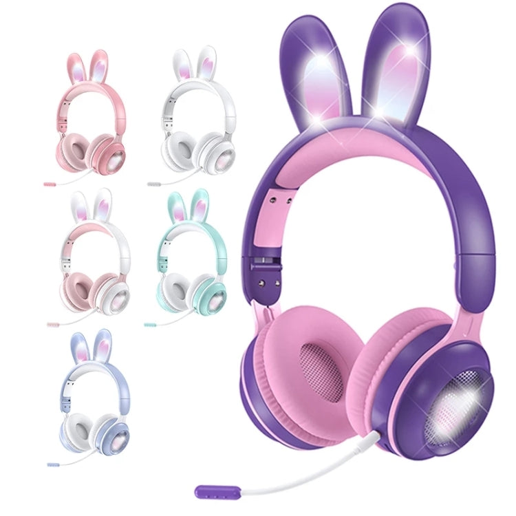 KE-01 Rabbit Ear Wireless Bluetooth 5.0 Stereo Music Foldable Headset with Mic For PC(White Pink) - Headset & Headphone by PMC TechLife | Online Shopping South Africa | PMC TechLife