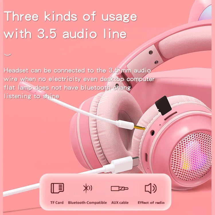 KE-01 Rabbit Ear Wireless Bluetooth 5.0 Stereo Music Foldable Headset with Mic For PC(Pink) - Headset & Headphone by PMC TechLife | Online Shopping South Africa | PMC TechLife