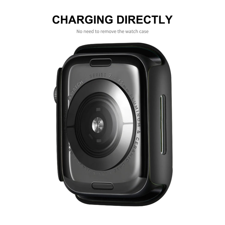 ENKAY Hat-Prince 2 in 1 PC Frame + 9H Tempered Glass Protector Full Coverage Case For Apple Watch Series 8 / 7 45mm(Black) - Watch Cases by ENKAY | Online Shopping South Africa | PMC TechLife | Buy Now Pay Later Mobicred