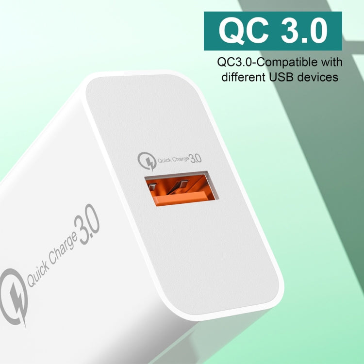 APD-2003 18W QC3.0 Single Port USB Charger with 1m USB to 8 Pin Data Cable(US Plug) - USB Charger by PMC Jewellery | Online Shopping South Africa | PMC Jewellery