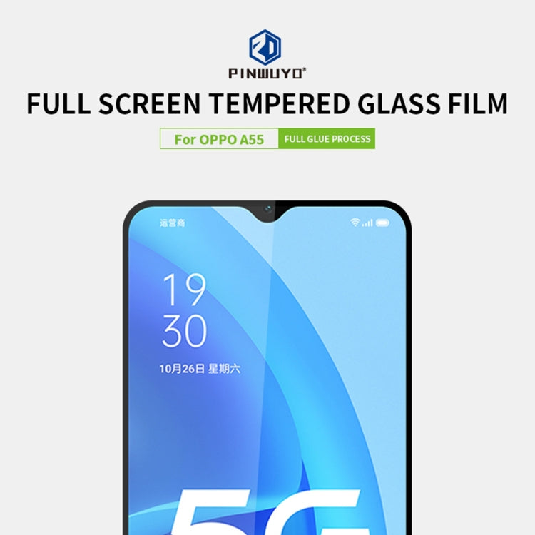 For OPPO A55 PINWUYO 9H 2.5D Full Screen Tempered Glass Film(Black) - OPPO Tempered Glass by PINWUYO | Online Shopping South Africa | PMC TechLife | Buy Now Pay Later Mobicred