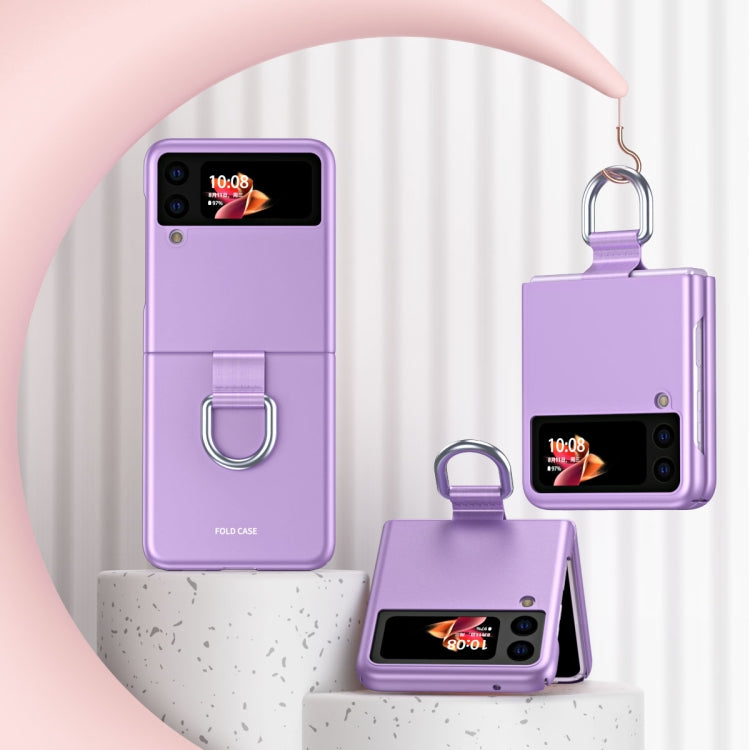 For Samsung Galaxy Z Flip3 5G Skin Feel Folding Phone Case with Drawstring Key Chain(Purple) - Galaxy Phone Cases by PMC TechLife | Online Shopping South Africa | PMC TechLife