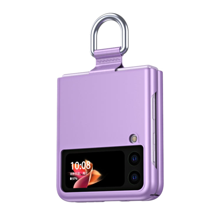 For Samsung Galaxy Z Flip3 5G Skin Feel Folding Phone Case with Drawstring Key Chain(Purple) - Galaxy Phone Cases by PMC TechLife | Online Shopping South Africa | PMC TechLife