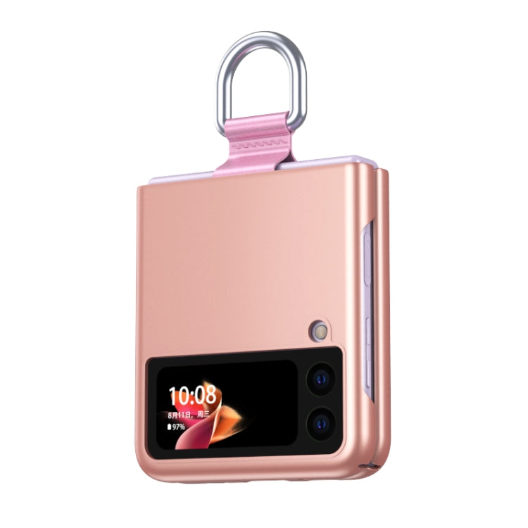 For Samsung Galaxy Z Flip3 5G Skin Feel Folding Phone Case with Drawstring Key Chain(Rose Gold) - Galaxy Phone Cases by PMC TechLife | Online Shopping South Africa | PMC TechLife