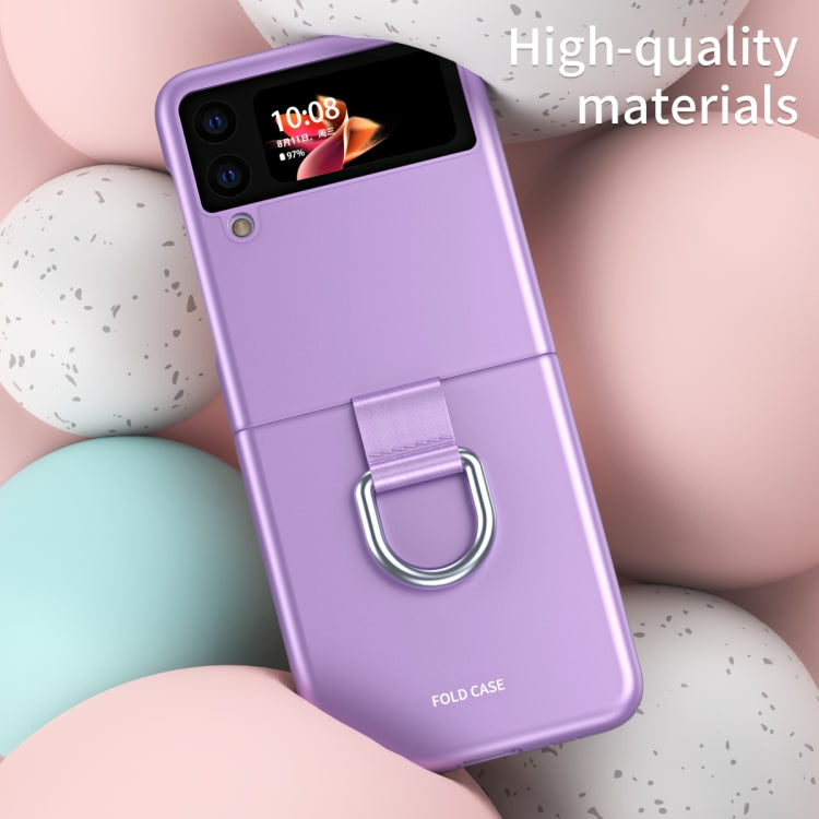For Samsung Galaxy Z Flip3 5G Skin Feel Folding Phone Case with Drawstring Key Chain(Purple) - Galaxy Phone Cases by PMC TechLife | Online Shopping South Africa | PMC TechLife