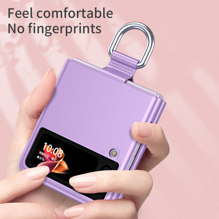 For Samsung Galaxy Z Flip3 5G Skin Feel Folding Phone Case with Drawstring Key Chain(Rose Gold) - Galaxy Phone Cases by PMC TechLife | Online Shopping South Africa | PMC TechLife