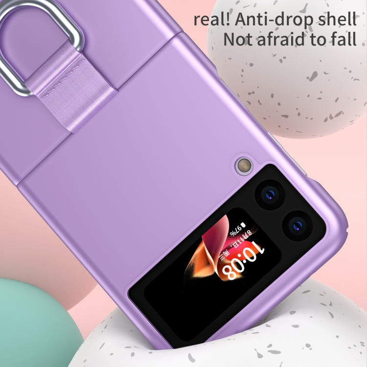 For Samsung Galaxy Z Flip3 5G Skin Feel Folding Phone Case with Drawstring Key Chain(Rose Gold) - Galaxy Phone Cases by PMC TechLife | Online Shopping South Africa | PMC TechLife