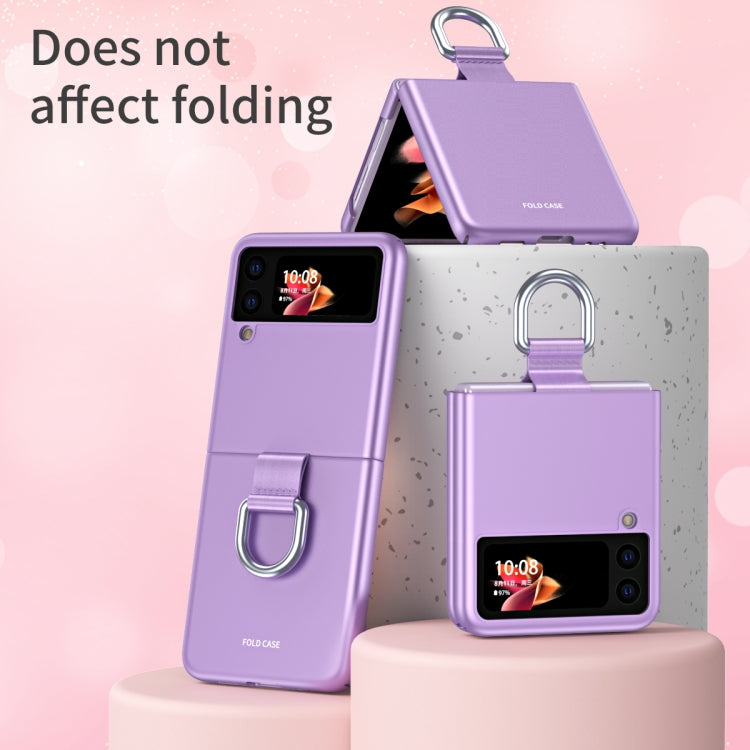 For Samsung Galaxy Z Flip3 5G Skin Feel Folding Phone Case with Drawstring Key Chain(Rose Gold) - Galaxy Phone Cases by PMC TechLife | Online Shopping South Africa | PMC TechLife